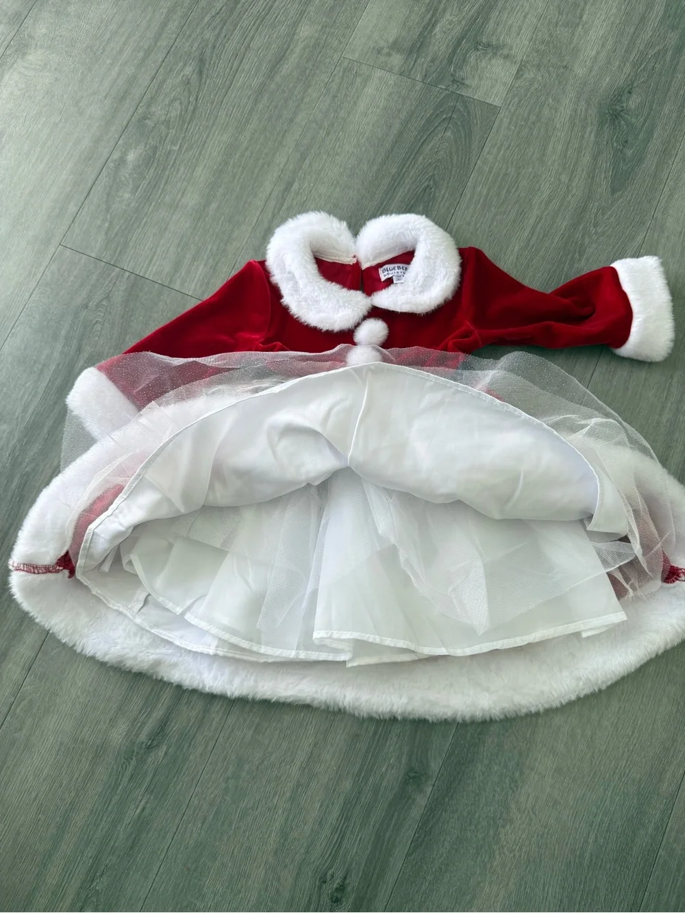 Blueberi Boulevard Red Velvet Santa Dress with White Fur Trim - Kids Costume